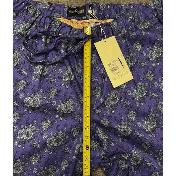 Wildfang Essential Drawstring Cotton Pant Purple Floral Size 1X NWT - Picture 5 of 7